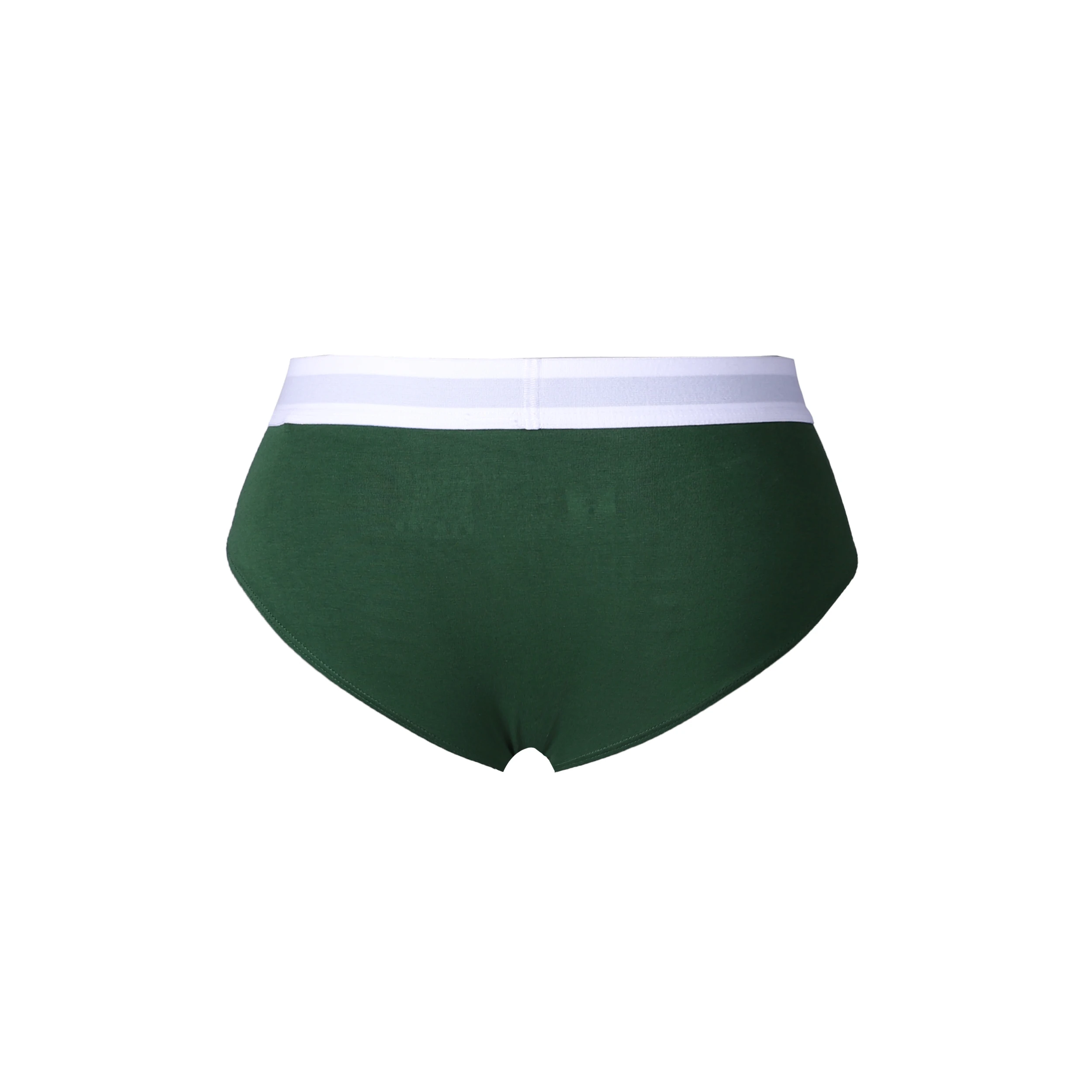 Custom white elastic waistband mens briefs best underwear with green