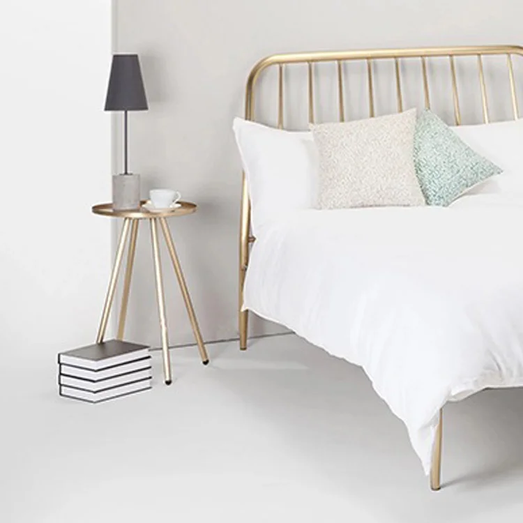 
Modern fashion bedroom metal plated rose gold bed side table 