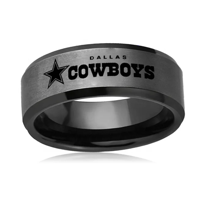 Sport Jewelry Dallas Cowboys Championship Black Tungsten Ring