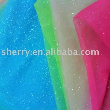 fancy color beautiful wholesale fabrics with glitter 100%  nylon tulle rolls fabric for tutus