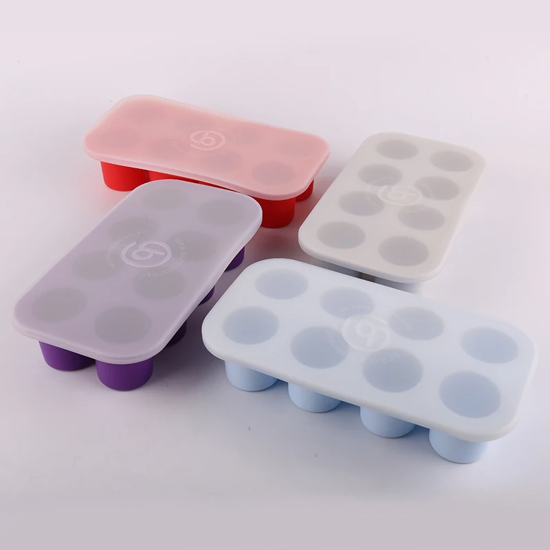 
BPA free customized brand logo 8 cavites silicone food storage box tray for baby 