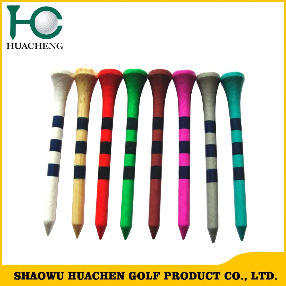 
New Arrival 360 round Stripes printing on Wooden/Bamboo golf tees 