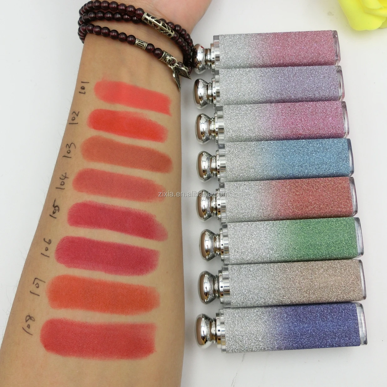 
Lady lip&face beauty makeup tin lipstick distributors plastic tube lip balm Super 7colors Matte Shine Lip stick 