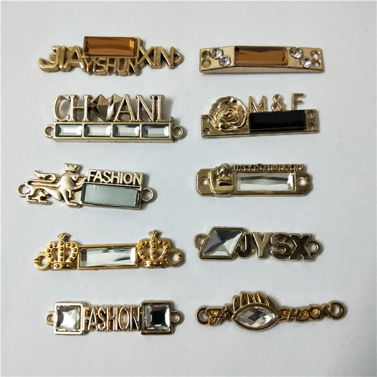Rhinestone diamond metal label garment clothing english alphabet brand logo Letter badge trademark