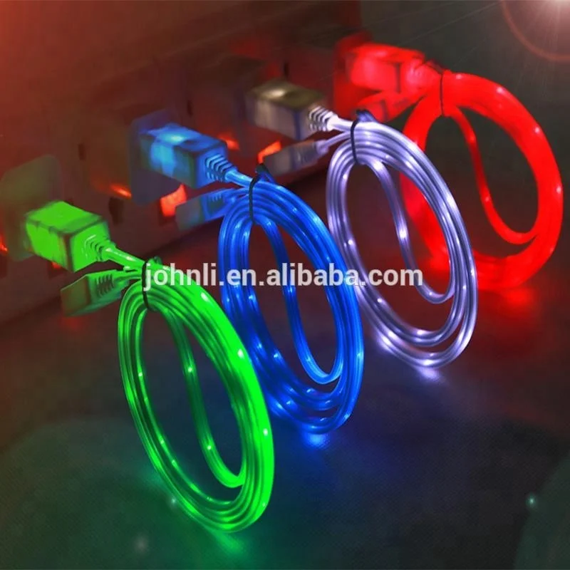 Visible Flowing LED Light USB data cable Quick charging sync cable for iphone IOS samsung for blackberry