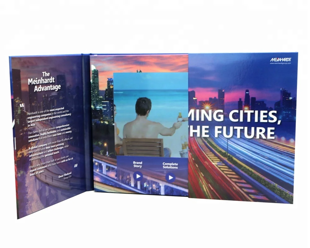 Новый горизонтальная Открытая створка ворот крышка A4 HD плеер в твердом переплете 10 дюймов видео брошюра