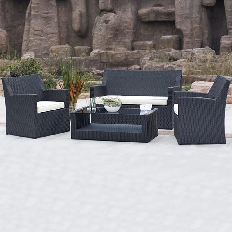 Outdoor rattan sofa garden furniture wicker sofa set with table patio rattan outdoor furniture