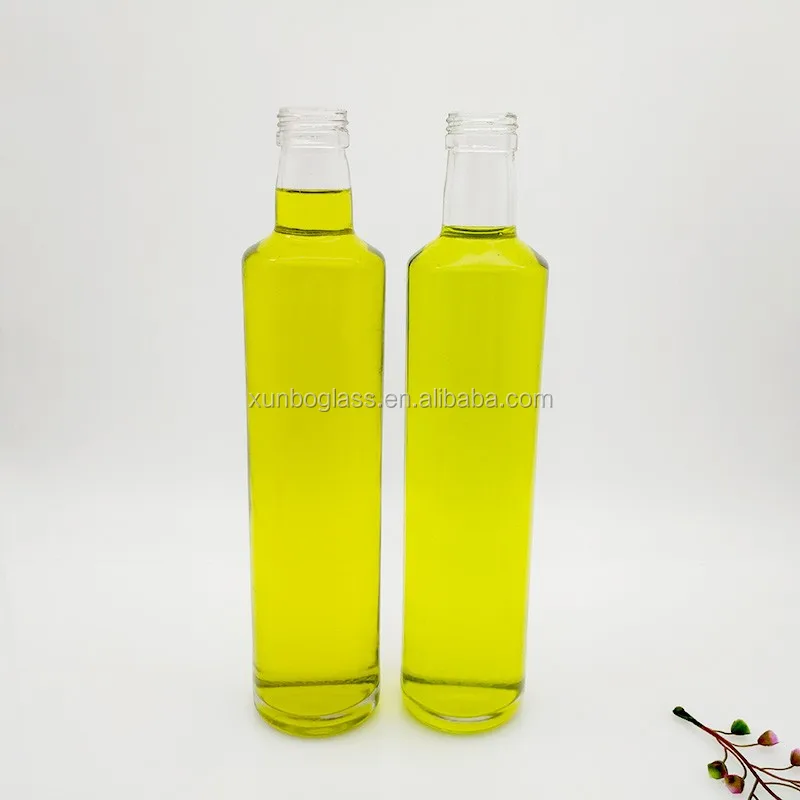 500ml clear round Glass Olive Oil Bottle with green plastic cap (8)