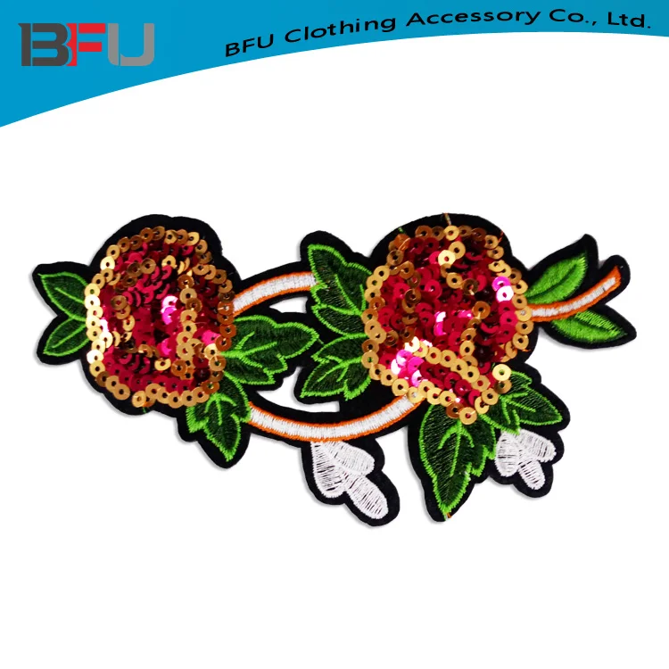 wholesale embroidered crochet flower patches custom embroidery factory stock
