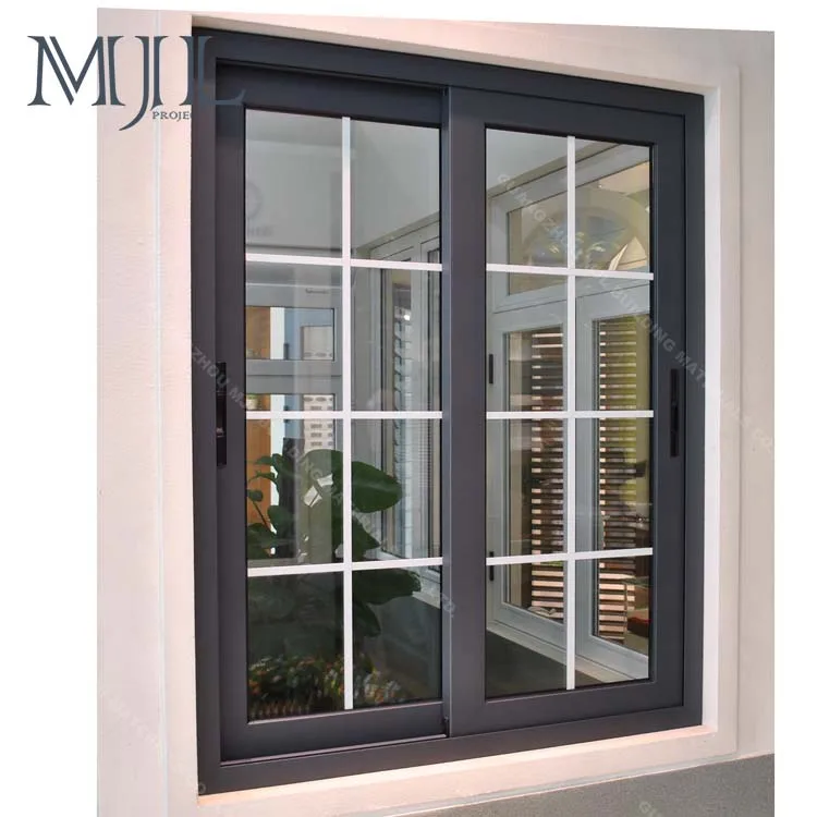 New design tempered glass double glazed wooden frame office sliding window