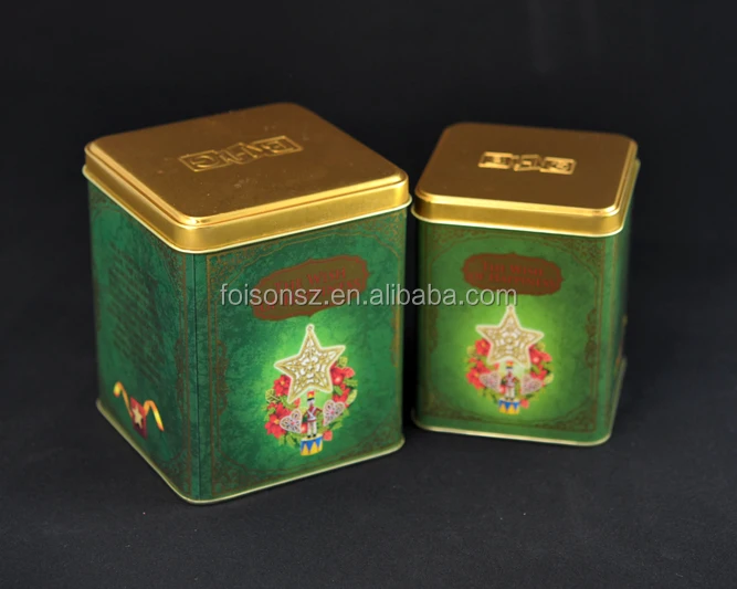 square metal tea tin can coffee tin box custom boxes with logo gift box packaging