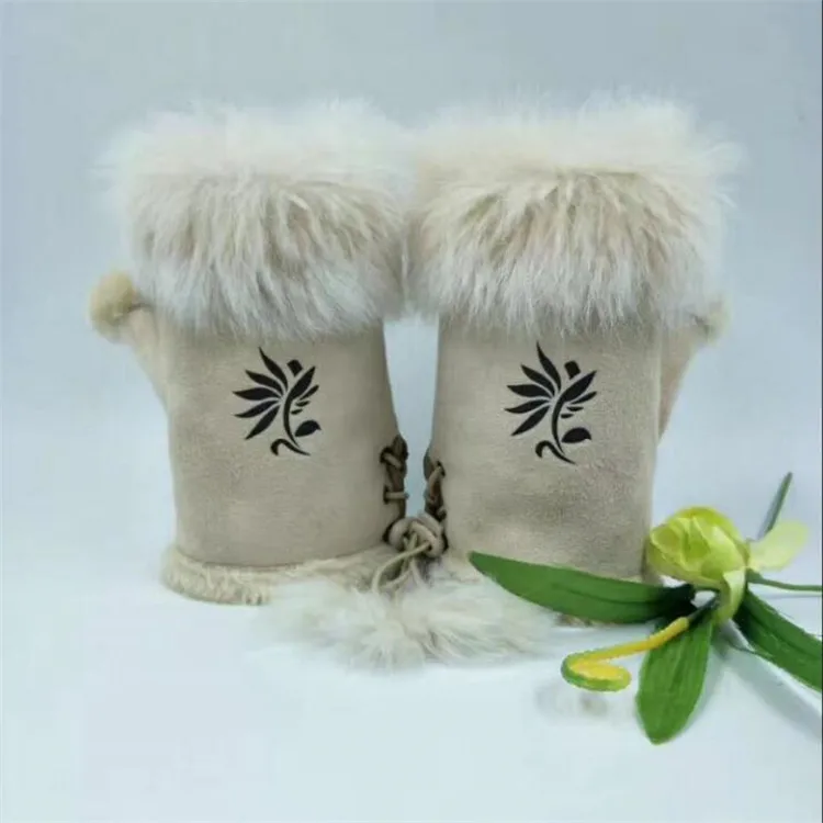 High Quality Imported Skin rabbit fur Design Fashion Women Leather gloves