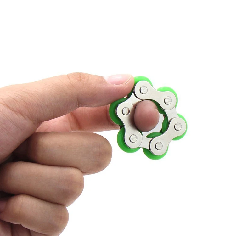 Trending Products Silicone Metal 6 Links Round Bike Chain Toy Adults Hand Spinner Metal Fidget Toy 6 links