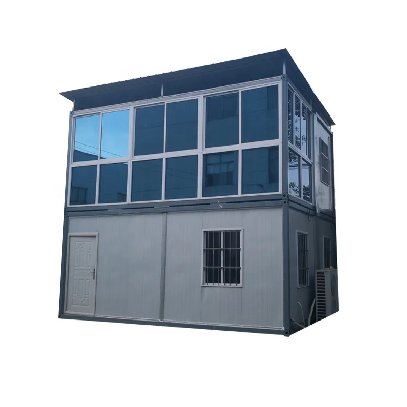 Latest 2 floors sandwich panel prefabricated insulated container houses for dwelling and canteen