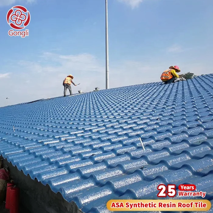 Eco-Friendly Construction  rain protection color coated  Chinese red  asa synthetic resin roof tile