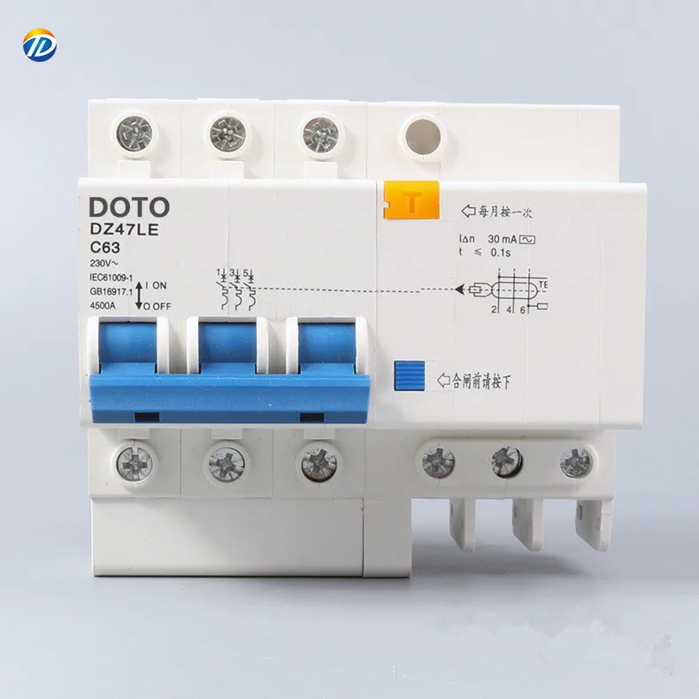 DOTO 1P 6A 10A 16A 20A 32A 40A 63A Earth Leakage Circuit Breaker Rccb/elcb/rcd RCBO