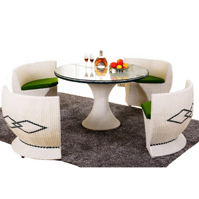 
Factory Production Saving Space Rattan Patio Garden Furniture 4 Seater And White Sofa Cafe Round Table 