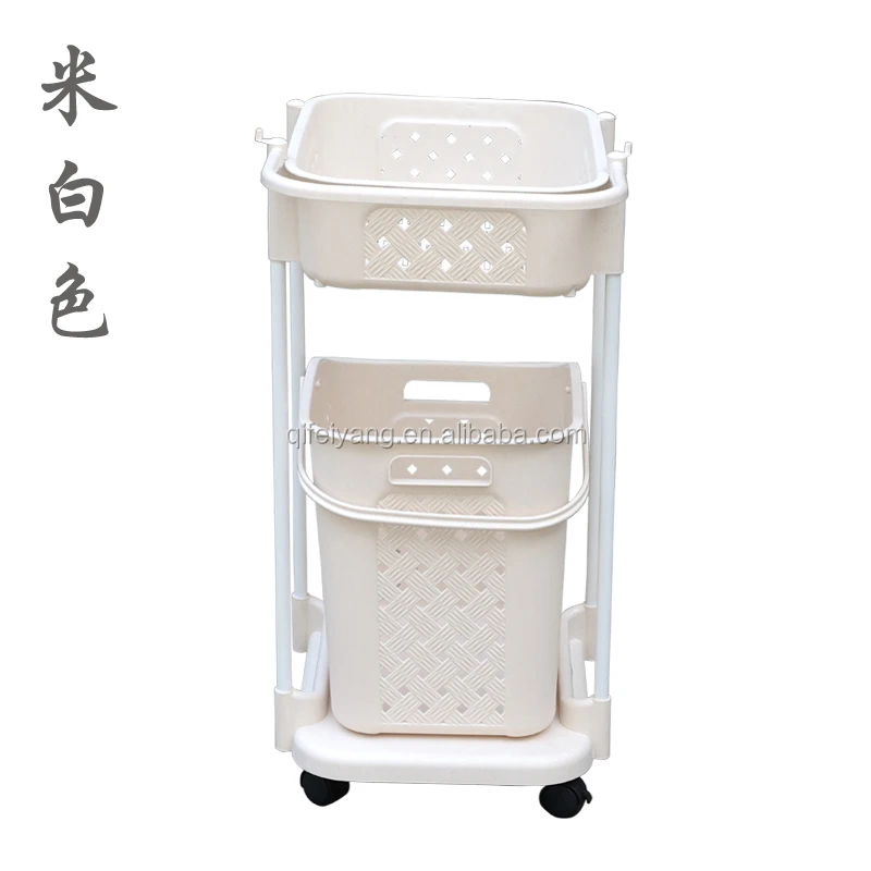 Large Size Plastic Laundry Basket With Wheels And Handle three layer shelf
