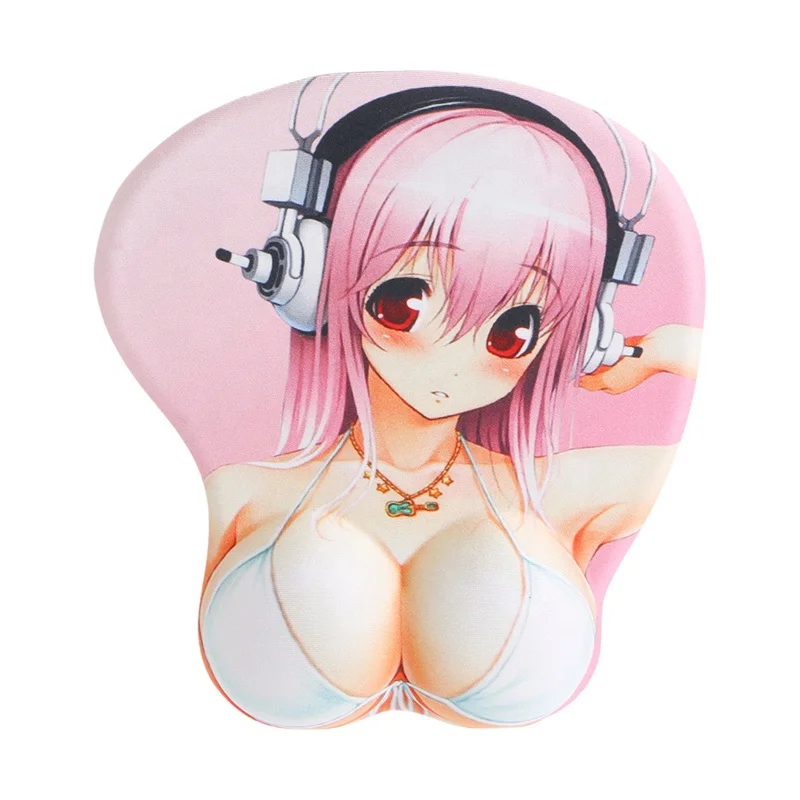Wholesale custom print breast mouse pads cartoon silicone 3d breast-gel mouse pad wrist rest