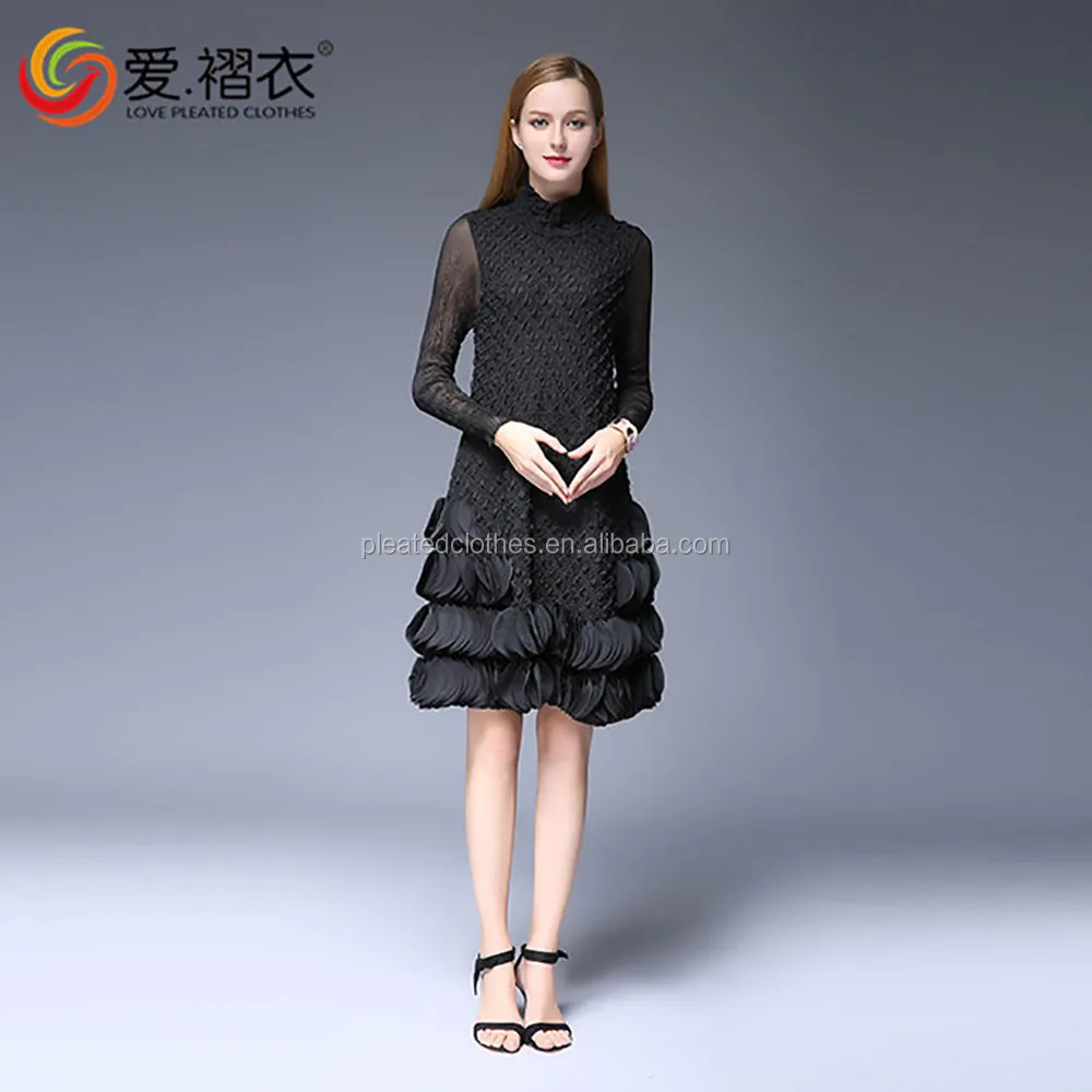 New Arrival Autumn Winter Warm Women Short Skirts Lace Dress In Solid Color