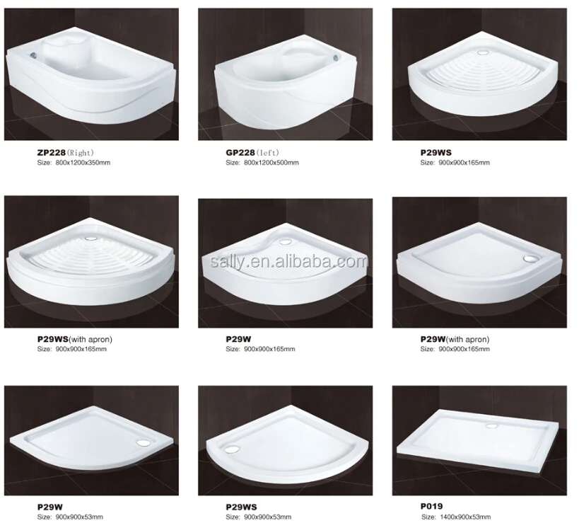 Глубоко акриловые душевых поддонов общие ванна