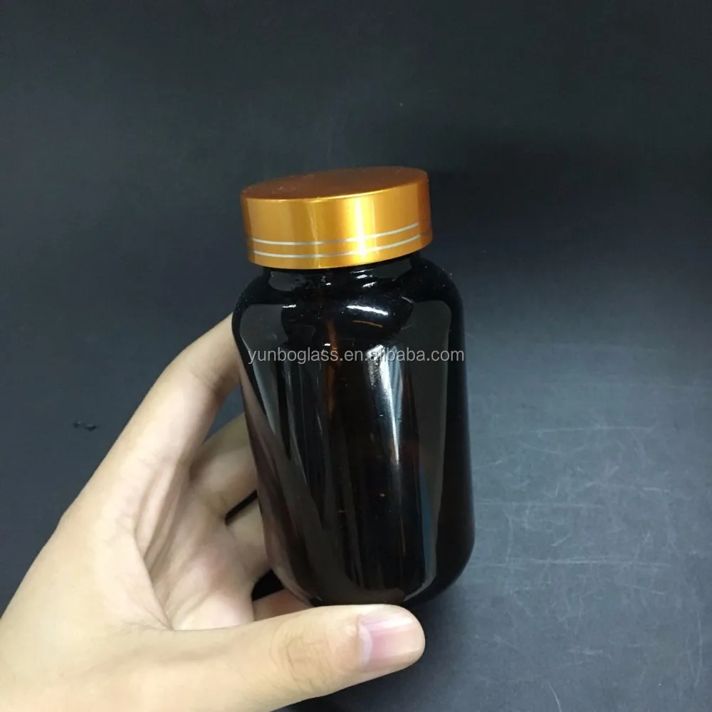 4oz 120cc Amber Glass Wide Mouth Round Packers With 38mm  Metal Screw Lid For Tablet