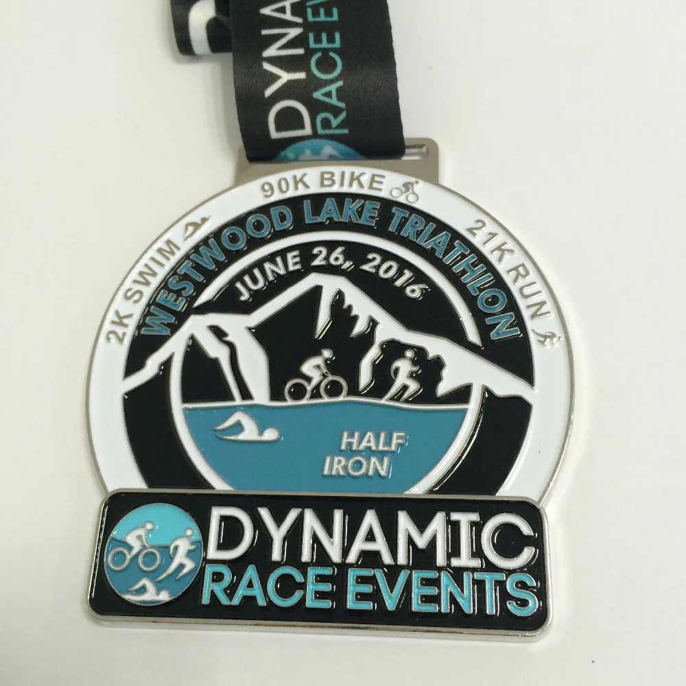 Индивидуальная спортивная медаль из цинкового сплава с персонализированной лентой на шнурке