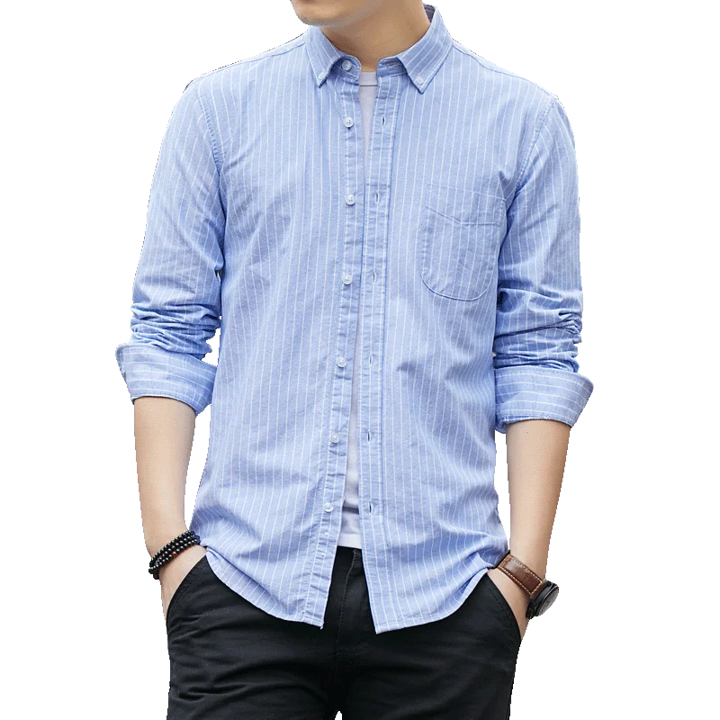 Мужская Повседневная рубашка в полоску, классическая деловая рубашка с отложным воротником и длинными рукавами, лето 2019