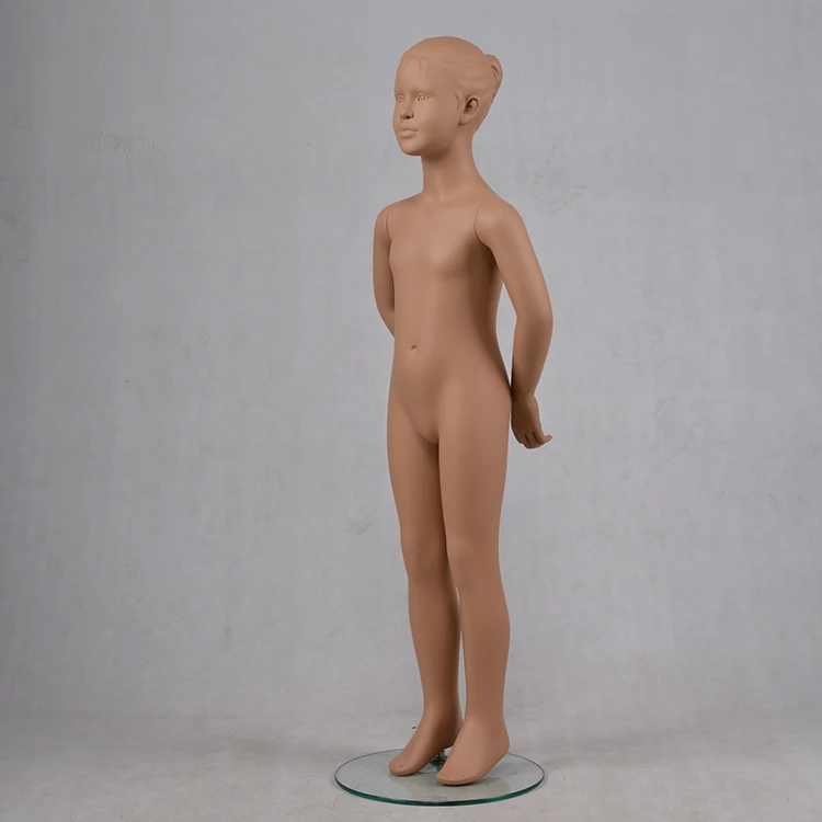 Carved head realistic face skin color full body little girl used child store mannequin for sale