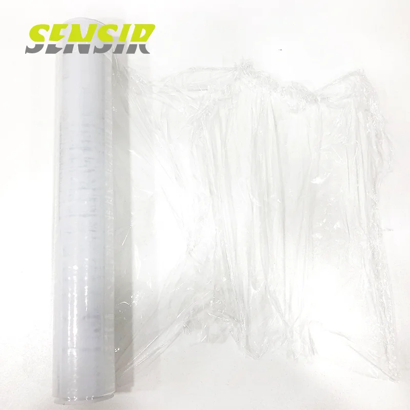 
30cm width*9mic 100% new material PE cling film for food packing with cutter knife wrap 