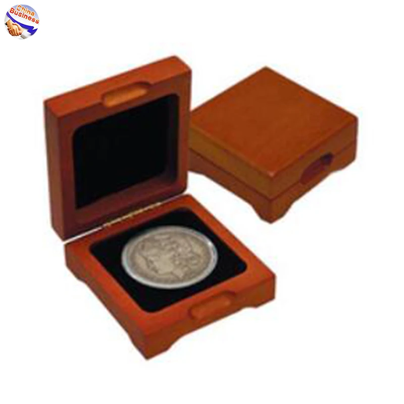 High Gloss Customize Wholesale Wood Medal Commemorative Coin Display Wooden Boxes with Inside Lining Wooden Lid
