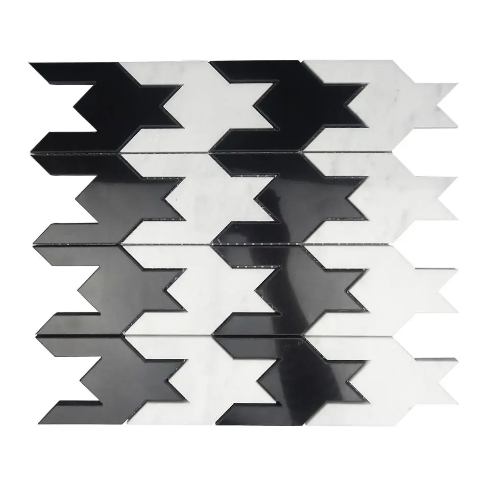 black white waterjet design mosaic floor tile price in inida