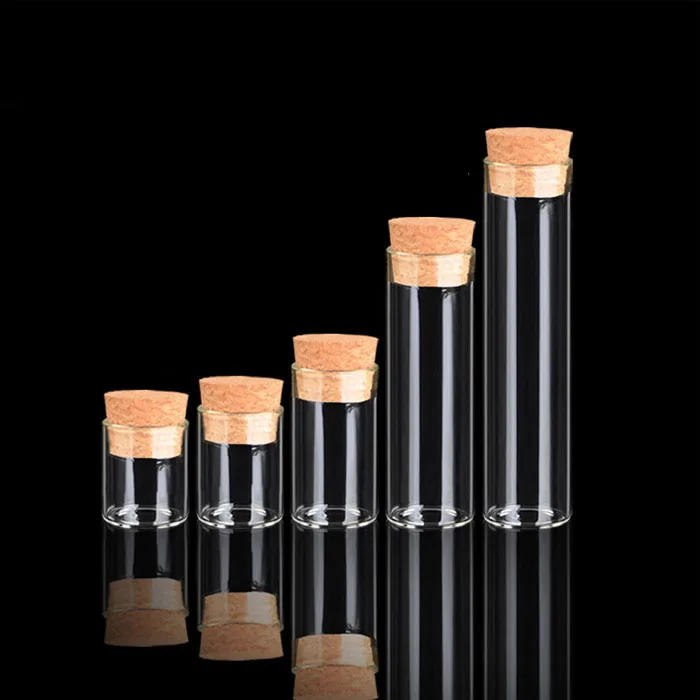 Прозрачная маленькая бутылка из боросиликатного стекла диаметром 22 мм с пробкой