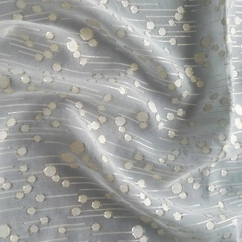 Silk jacquard  with gold metallic  lurex chiffion fabric