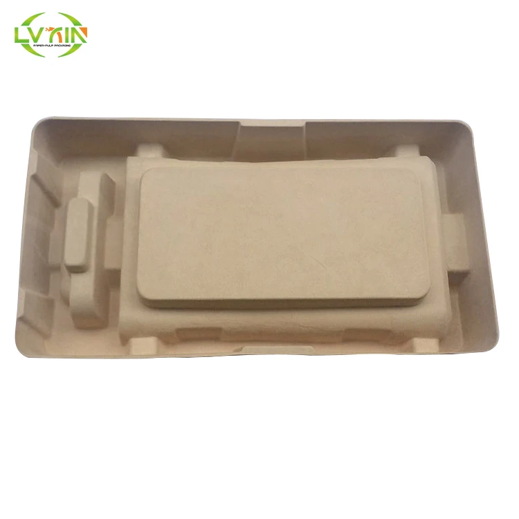 
Biodegradable reinforce material molded bamboo pulp packaging custom colour paper pulp mould package tray 