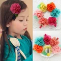 30pcs Europe US Hot Gauze Leaf Rose Flower Kids Girl Hairpin Fancy Dress Gift Children HairClip