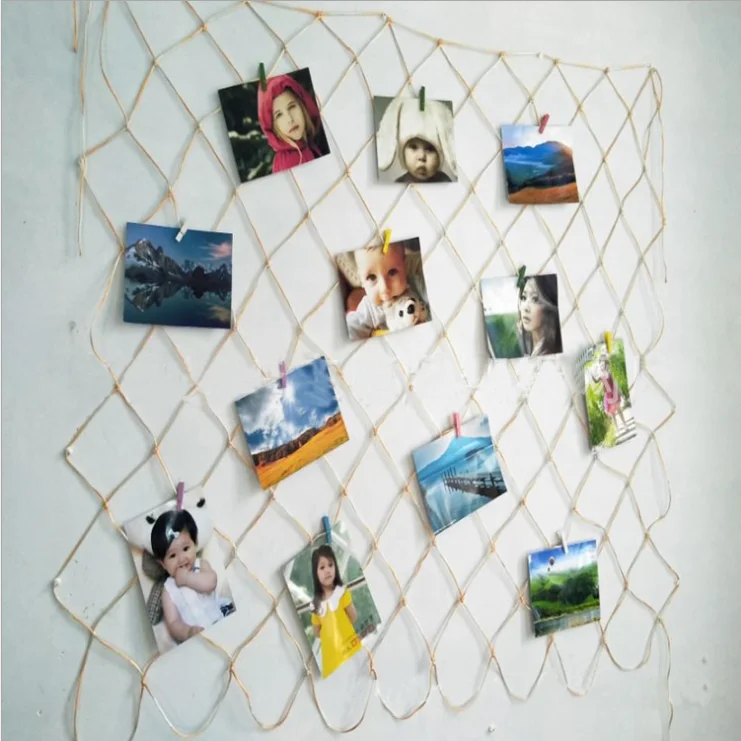 Blue Hanging Photo Displays Fish Net Picture Frames, Home Wall Birthday Ocean Theme Party Decorations