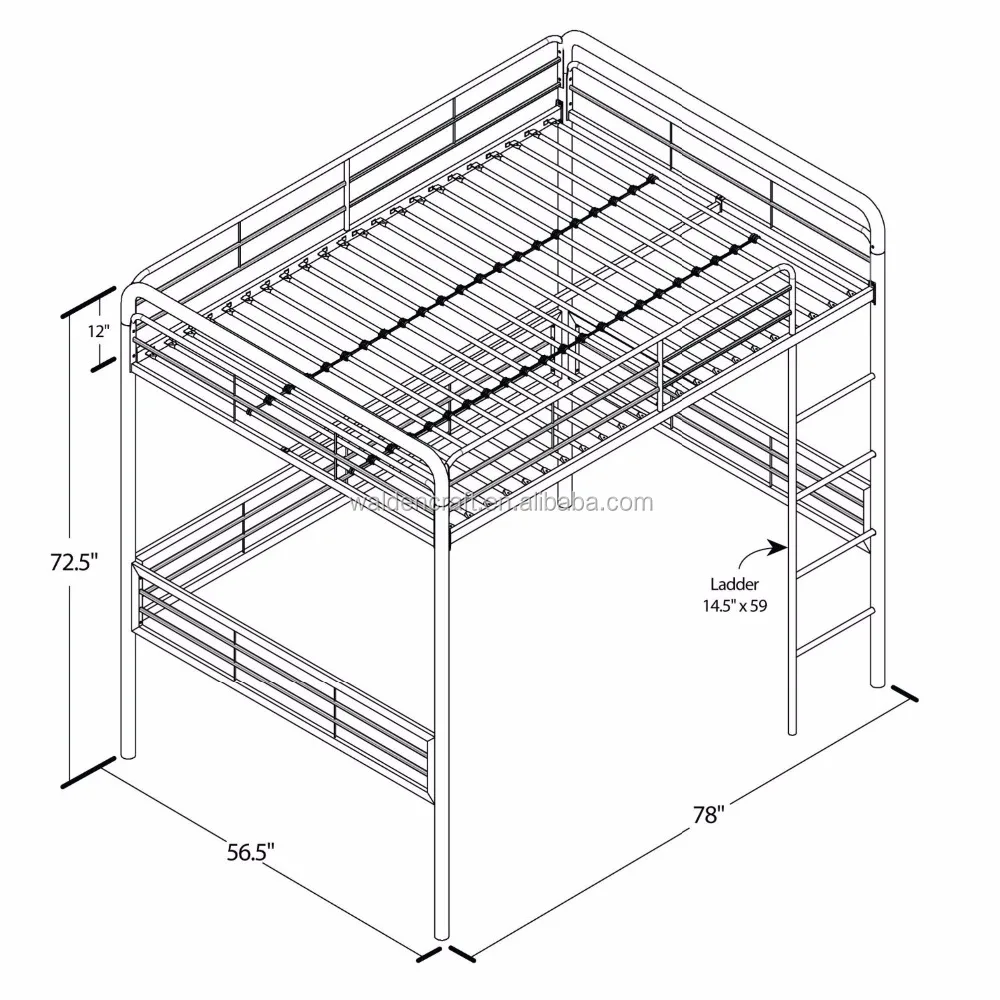 Full size loft bed black home furniture
