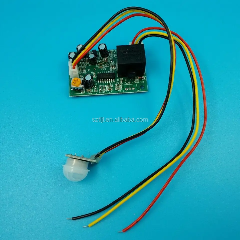 Split DC12V pir sensor human body motion induction module Adjustable delay Relay output high level/low level customizable