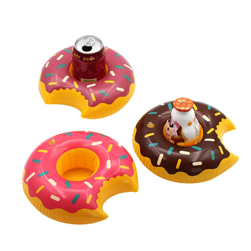 Inflatable Drink Cup Holders Mini Doughnut Cup Stand Floating Beach DIY Party Decoration Coasters Swimming Floating Toy