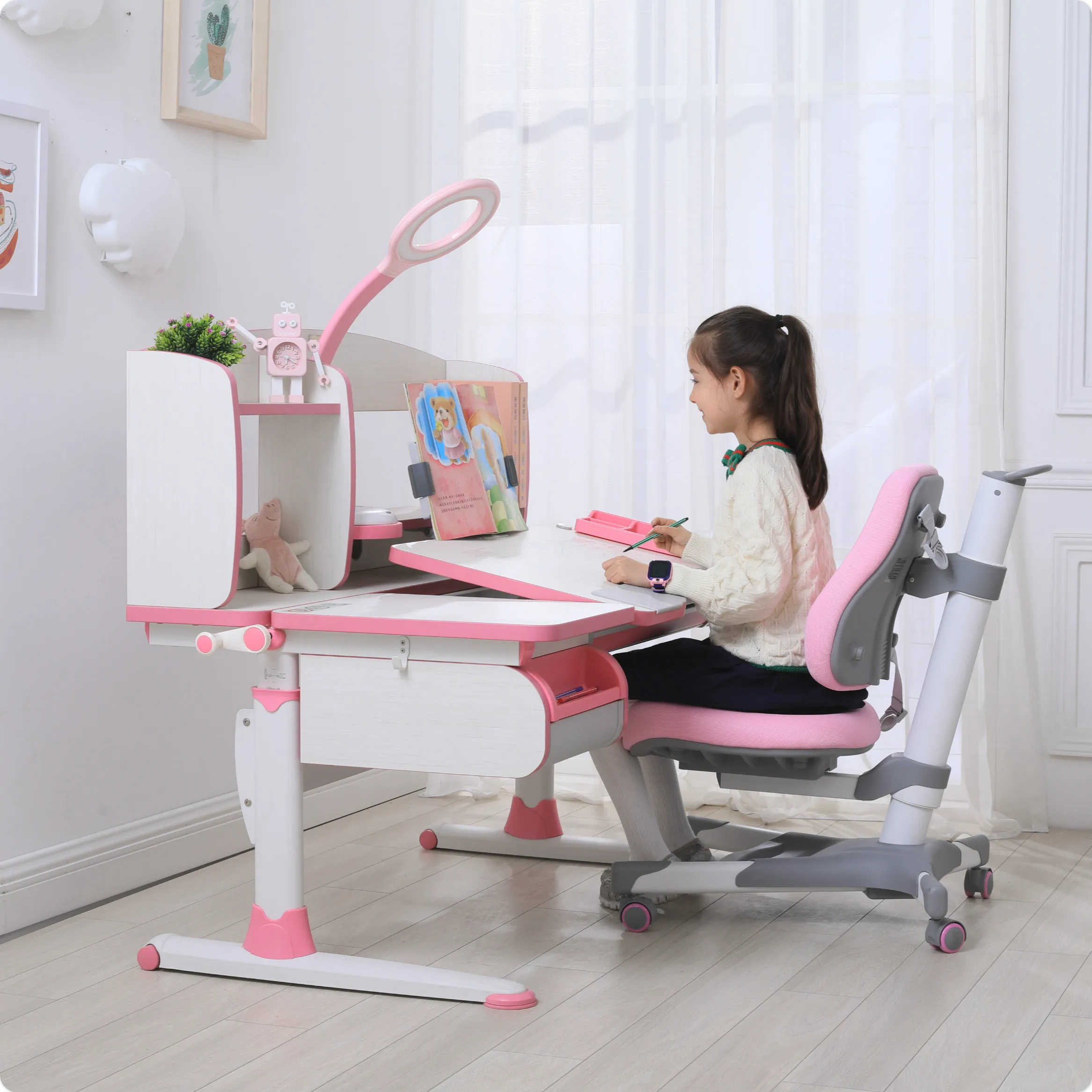 
Kidsrite Hot selling Height Adjustable Ergonomic Kids Study Table Chair Set 