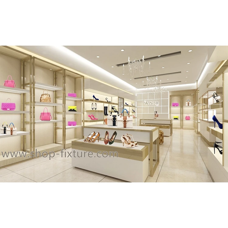Retail Shoes Shop Interior Design Handbag and Display Counter Furniture for Sale