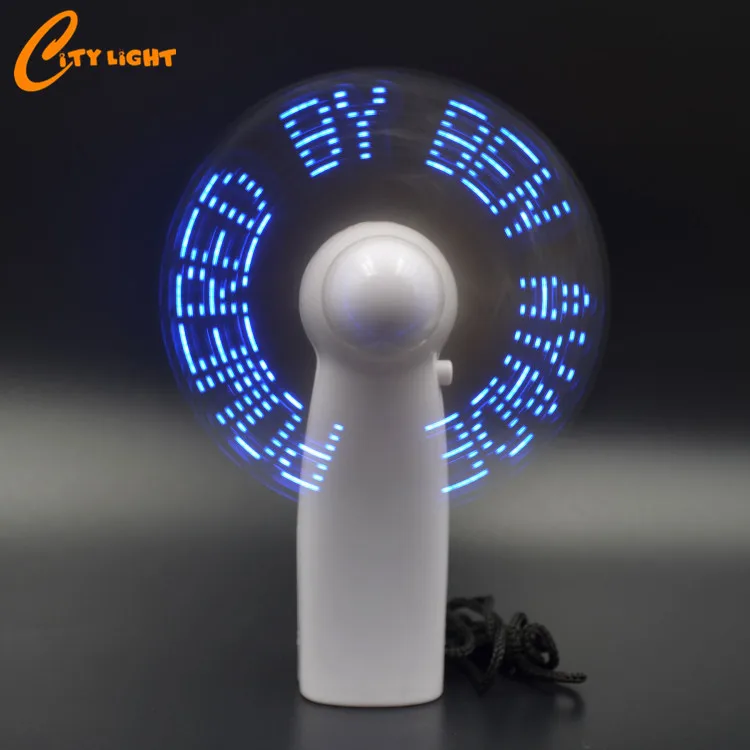 high quality factory price led flashing message plastic hand fan for Promotion Gift
