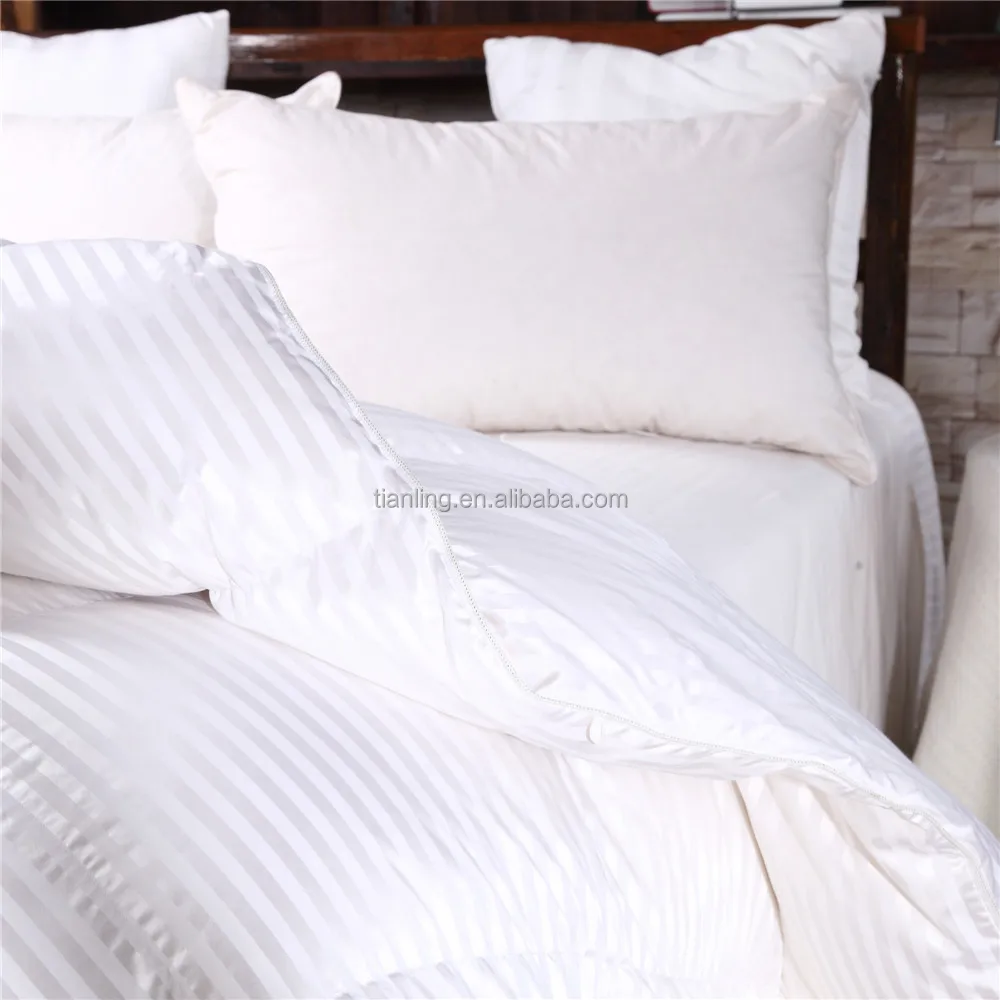 
China supply 100 cotton microfiber satin white stripe bedding comforter set 4pcs with pillows for home and hotel use 