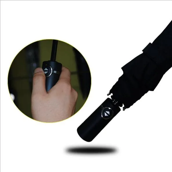 Amazon hot sell three folding umbrella automatic umbrella custom logo 10ribs  rain umbrella