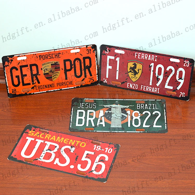 Aluminium Home Decor Car License Plate Printed Blank Number Plate Emboss Border Metal Tin Sign Wall Plaque