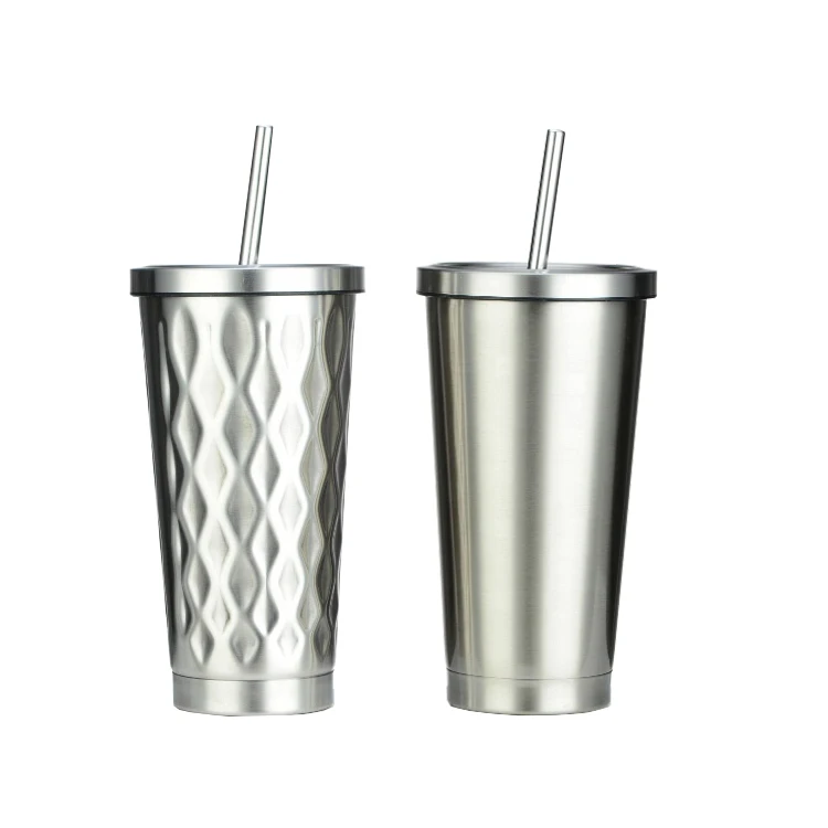 Double wall stainless steel tumbler with lid customized logo stainless steel straw coffee mug factory price wholesale
