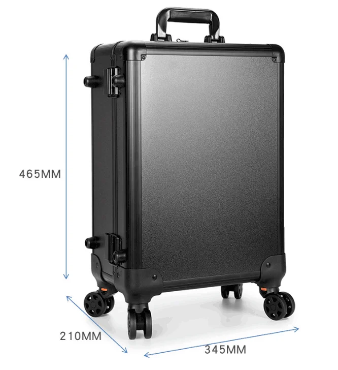 Rolling Makeup Case With Led Light Mirror Adjustable Legs Lockable Train Table Studio Artist Cosmetic