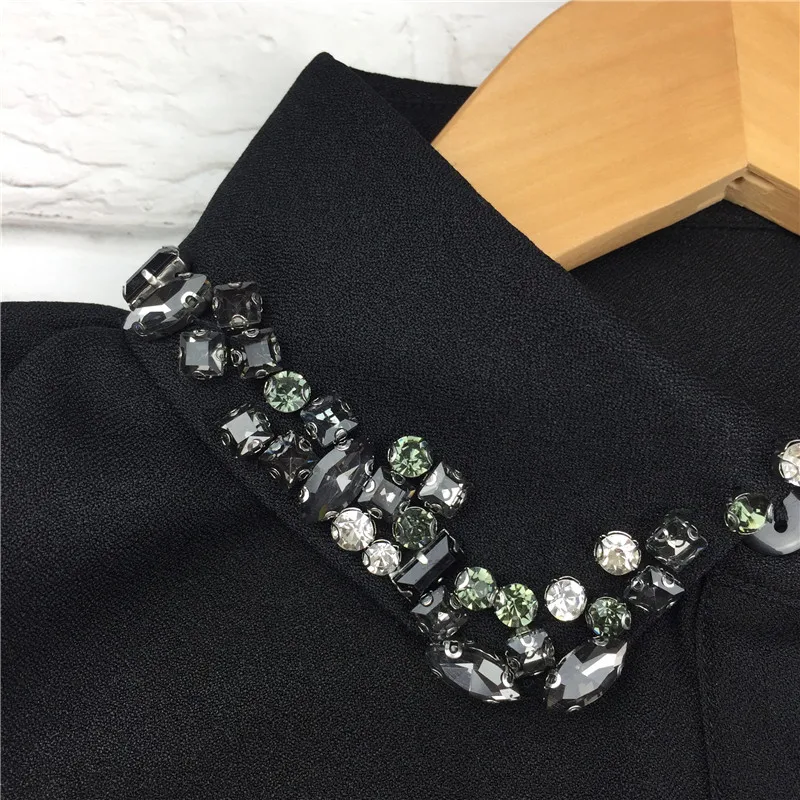 
New Detachable Blouse Half Shirts Elegant Fashion Women Fake Collar with Rhinestone 