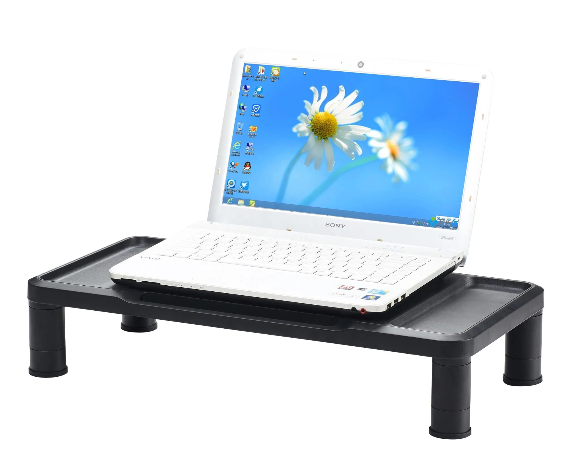 Adjustable Monitor Stand Riser Printer Shelf with Drawer, Cable Management, Hold up to 44lbs for Computer, Laptop, Printer